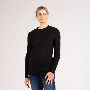 Jersey de punto acanalado con cuello alto para mujer 