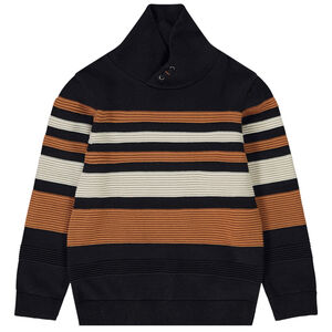 Suéter de rayas de punto fantasía con cuello cruzado para niño 