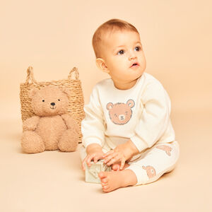 Conjunto de jogging con osito de punto nido de abeja para bebé 