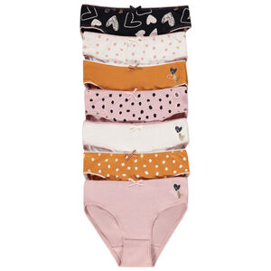 Pack de 7 bragas de punto con estampado fantasía para niña Main Pack de 7 bragas de punto con estampado fantasía para niña