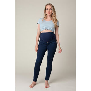 Pantalones para embarazada efecto jean skinny con banda alta 