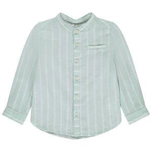 Camisa de manga larga a rayas con cuello mao para bebé niño 