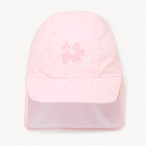 Gorra sahariana anti-UV con estampado de flor de hibisco para niña bebé. 