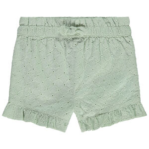 Short liso en bordado inglés para bebé niña 