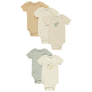 Pack de 5 bodies de manga corta para bebé niño con diferentes aperturas según la edad 