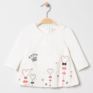 Túnica de manga larga con estampado de corazones en algodón  Main Túnica de manga larga con estampado de corazones en algodón