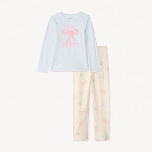 Conjunto de pijama largo de jersey con estampado de lazos para niña 