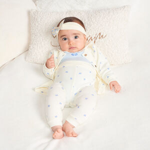 Conjunto de 3 piezas Body con cuello de peter pan + chaleco + pantalón con estampado de mariposas para bebé niña 
