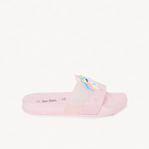 Zapatilla de unicornio en relieve para niña - con tira según la talla. 