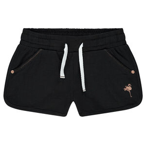 Pantalón corto de punto con flamenco rosa estampado 