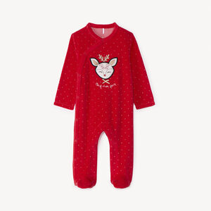 Pelele de terciopelo con parche bordado y estampado de lunares para bebé niña  Main Pelele de terciopelo con parche bordado y estampado de lunares para bebé niña
