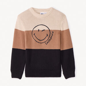 Pull en tricot effet color block SmileyWorld pour garçon  Main Pull en tricot effet color block SmileyWorld pour garçon