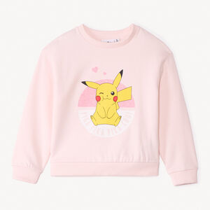 Sweat molleton uni rose à print Pikachu Pokémon pour fille  Main Sweat molleton uni rose à print Pikachu Pokémon pour fille
