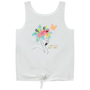 Camiseta sin mangas con estampado fantasía brillante para niña 