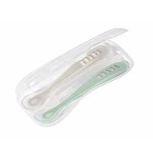 Set de 2 cuillères 1er âge en silicone - Grey/Sage Green 