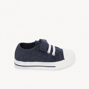 Zapatillas bajas azul brillantes con velcro y cordones niña 