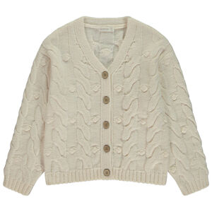 Chaleco de punto de arroz torsadado de manga larga para niña 