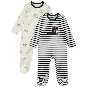 Pack de 2 peleles de dino de terciopelo para bebé niño con aperturas diferentes según la edad 