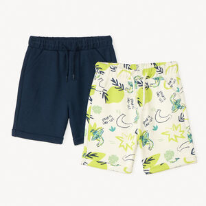 Lote de 2 bermudas de felpa con estampado para bebé niño 