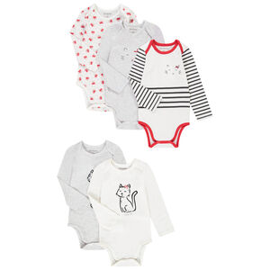 Lot de 5 bodies manches longues en jersey fantaisie Main Lot de 5 bodies manches longues en jersey fantaisie