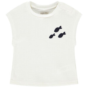 Camiseta sin mangas efecto holgado en tejido de nido de abeja bordada para bebé niño 