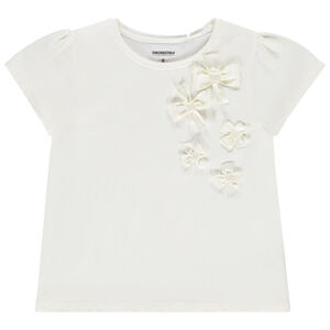 Camiseta de manga corta unicolor con nudos para niña  Main Camiseta de manga corta unicolor con nudos para niña