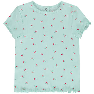 Camiseta de manga corta efecto canalé para bebé niña 