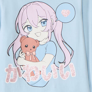 Conjunto de pijama estampado manga y corazones para niña 