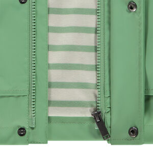 Parka goma repelente al agua con forro a rayas para niño 