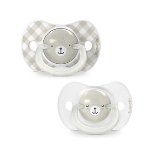 Lot de 2 sucettes silicone SX Pro 6-18M Wild&Free jour/nuit gris 