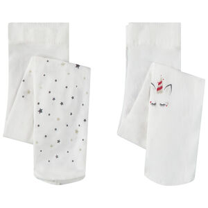 Pack de 2 pares de leotardos gruesos con estampado de unicornio para bebé niña Main Pack de 2 pares de leotardos gruesos con estampado de unicornio para bebé niña