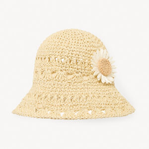 Sombrero de paja con flores de rafia para niña 
