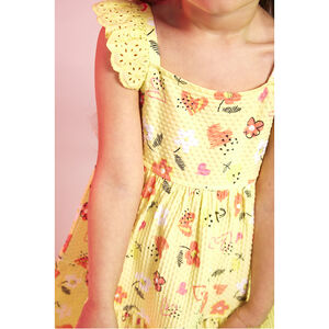 Vestido de punto moteado con estampado original para niña 