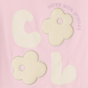 Camiseta de manga corta con parches de felpa niña 