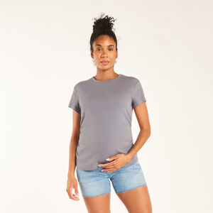 Camiseta de maternidad de manga corta con frunces y tejido acanalado. 