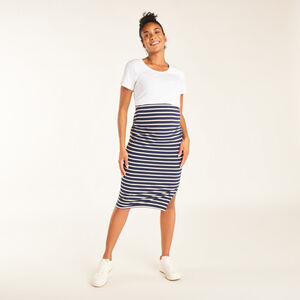 Falda larga ajustada a rayas para mujer 