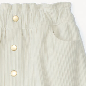 Falda corta paperbag de terciopelo con botonadura para niña 