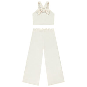 Conjunto de 2 piezas de punto con efecto arrugado para niña 