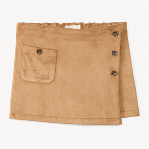 Jupe-Short portefeuille effet daim pour fille   Main Jupe-Short portefeuille effet daim pour fille