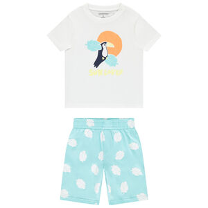 Conjunto de 2 piezas con bermudas estampadas de hojas para niño 