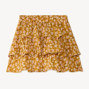 Falda de volante arrugada con estampado floral para niña 