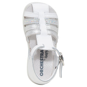 Sandalias de cuero con tiras brillantes 