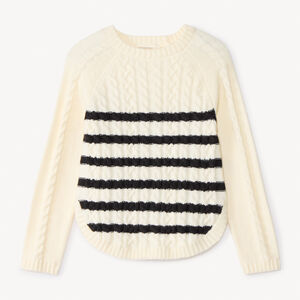 Pull manches longues en tricot marinière pour fille   Main Pull manches longues en tricot marinière pour fille