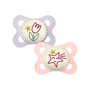Chupete Original Pure Night silicona 2-6M pack 2 - Rosa (modelo aleatorio) 
