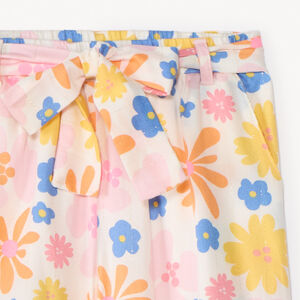 Pantalón amplio de popelín con estampado de flores niña 