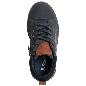 Zapatillas bajas azul marino con cordones y cremallera lateral para niño 