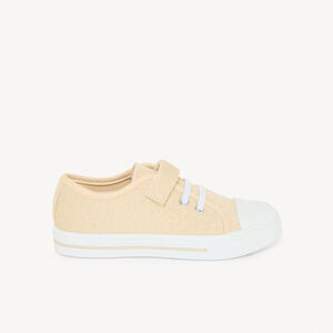 Zapatillas bajas de lona dorada con velcro niña 
