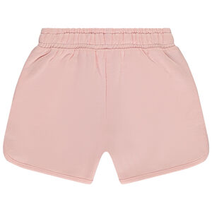 Short de felpa lisa con cordón ajustable en contraste para niña 