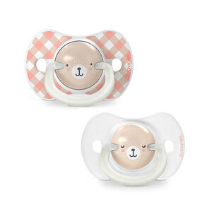 Lot de 2 sucettes silicone SX Pro 6-18M Wild&Free jour/nuit rose 