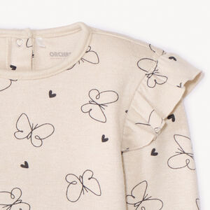 Camiseta de manga larga con volantes estampada para bebé niña 